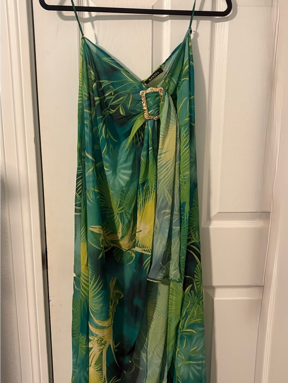 Green Tropical Print Maxi 2 piece Dress
